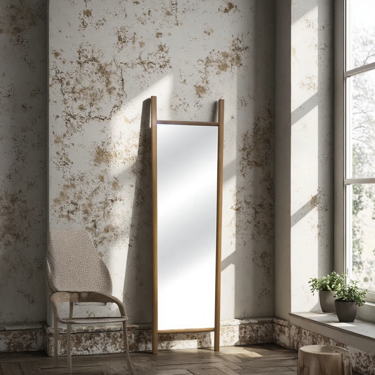 Farmhouse Solid Wood Rectangle Full-Length Mirror