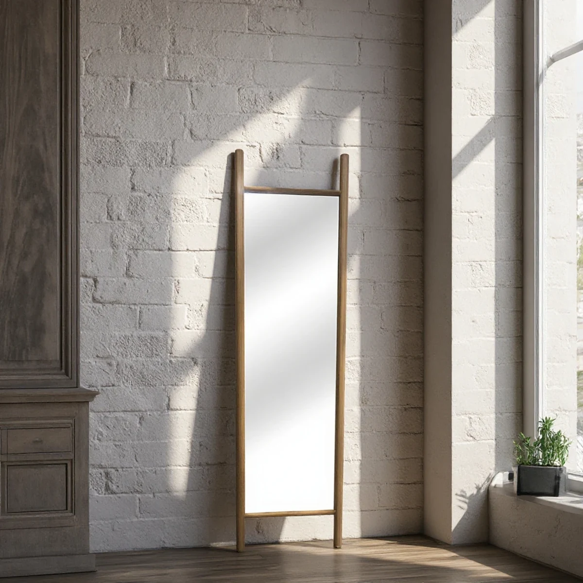 Farmhouse Solid Wood Rectangle Full-Length Mirror