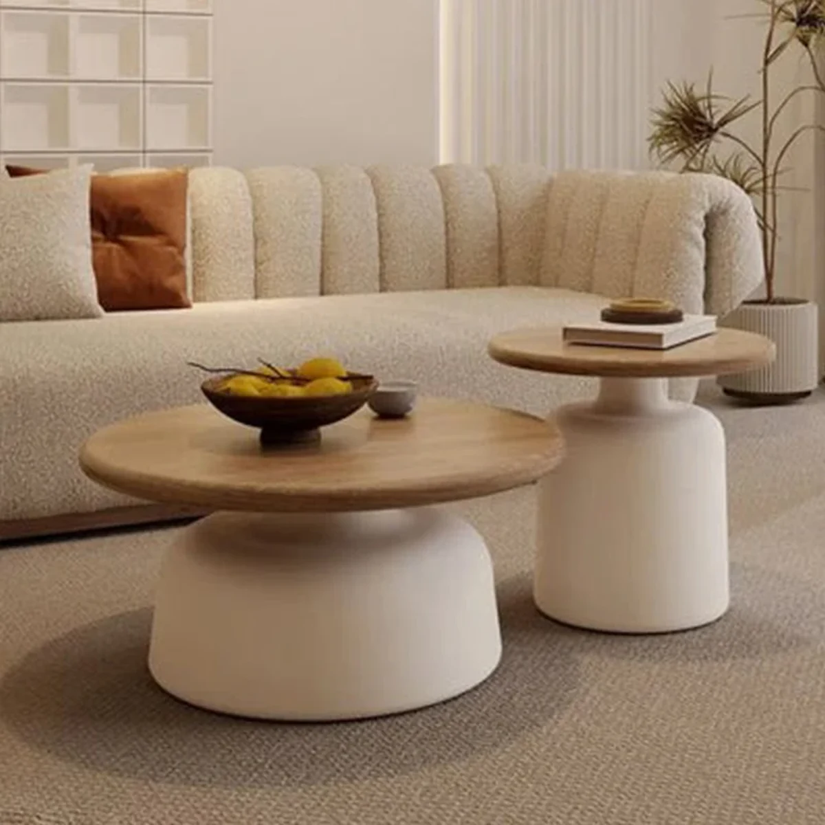 Nordic Solid Wood Round Coffee Accent Table