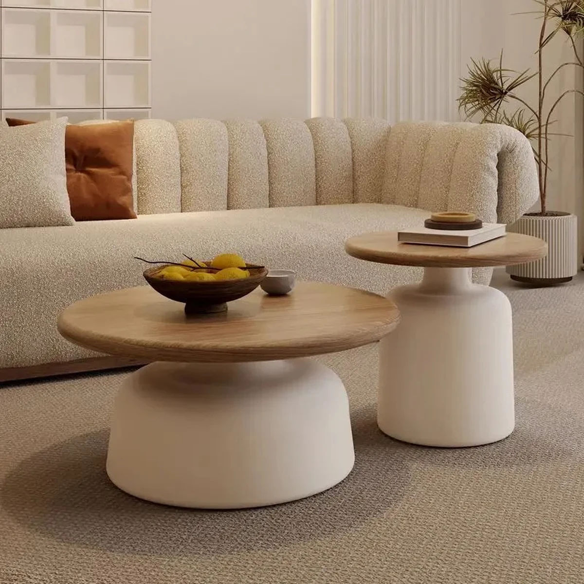 Nordic Solid Wood Round Coffee Accent Table