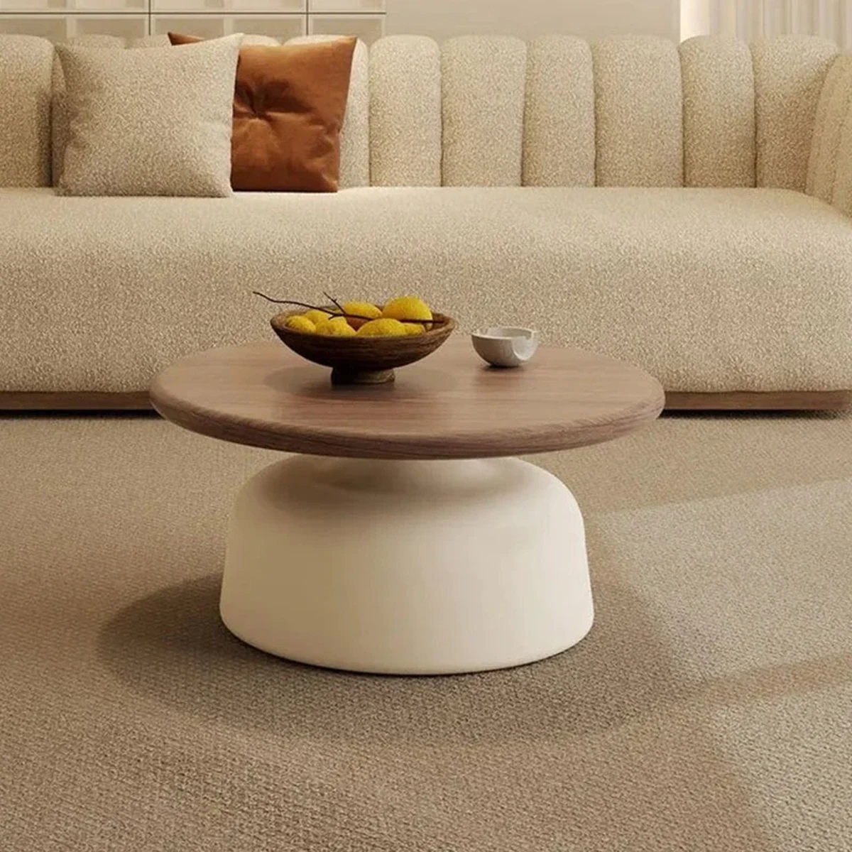Nordic Solid Wood Round Coffee Accent Table