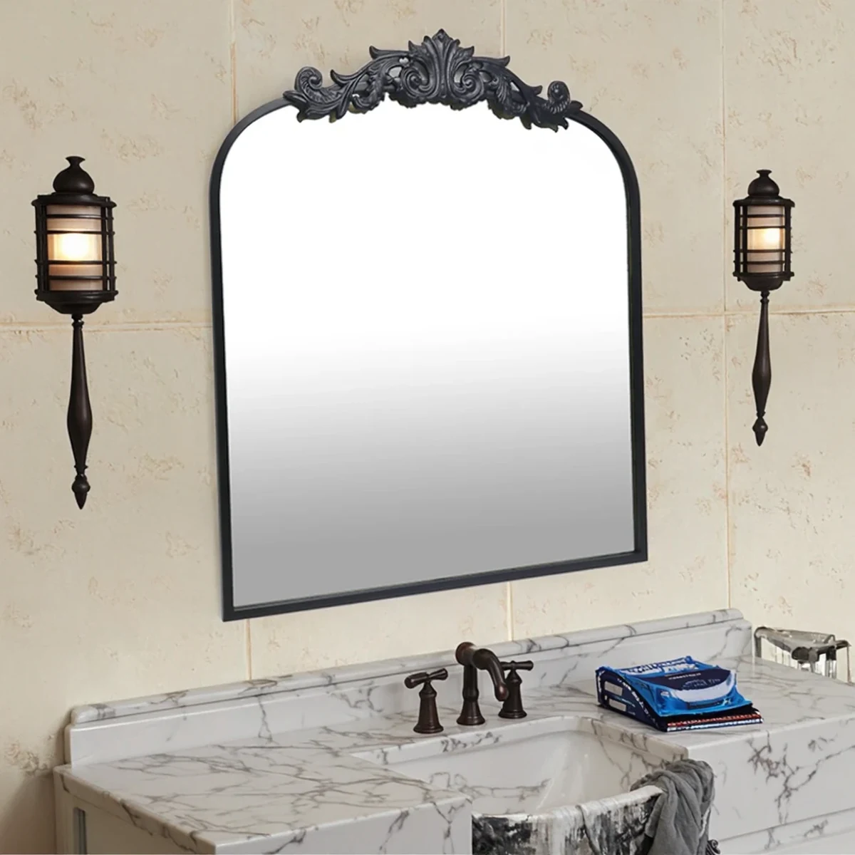 European Metal Carved Wall Mirror