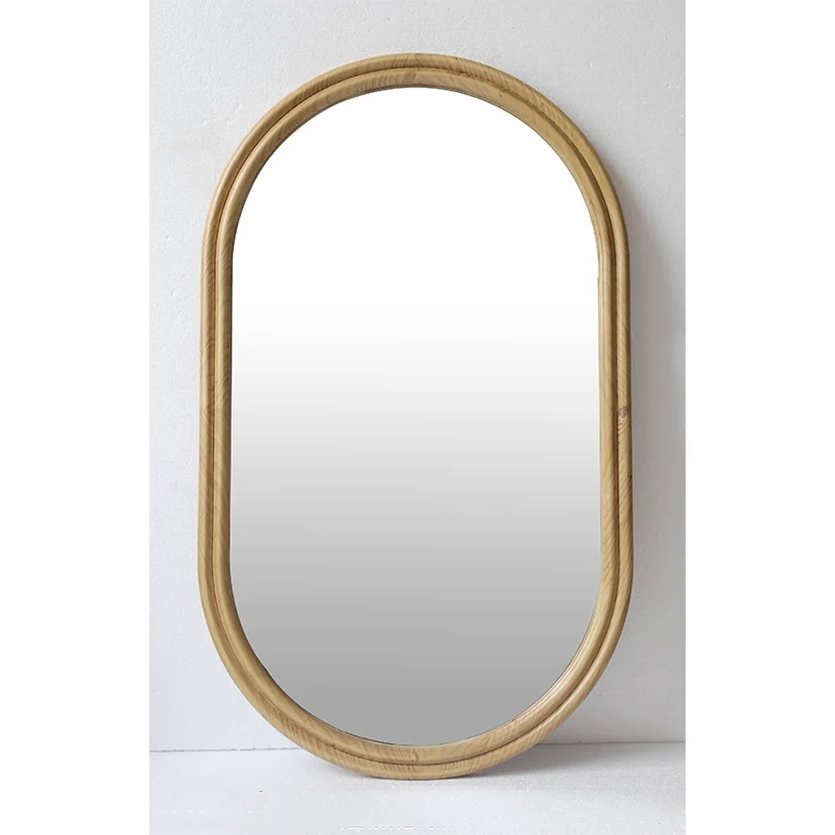 Farmhouse Solid Wood Oval Round Wall Mirror