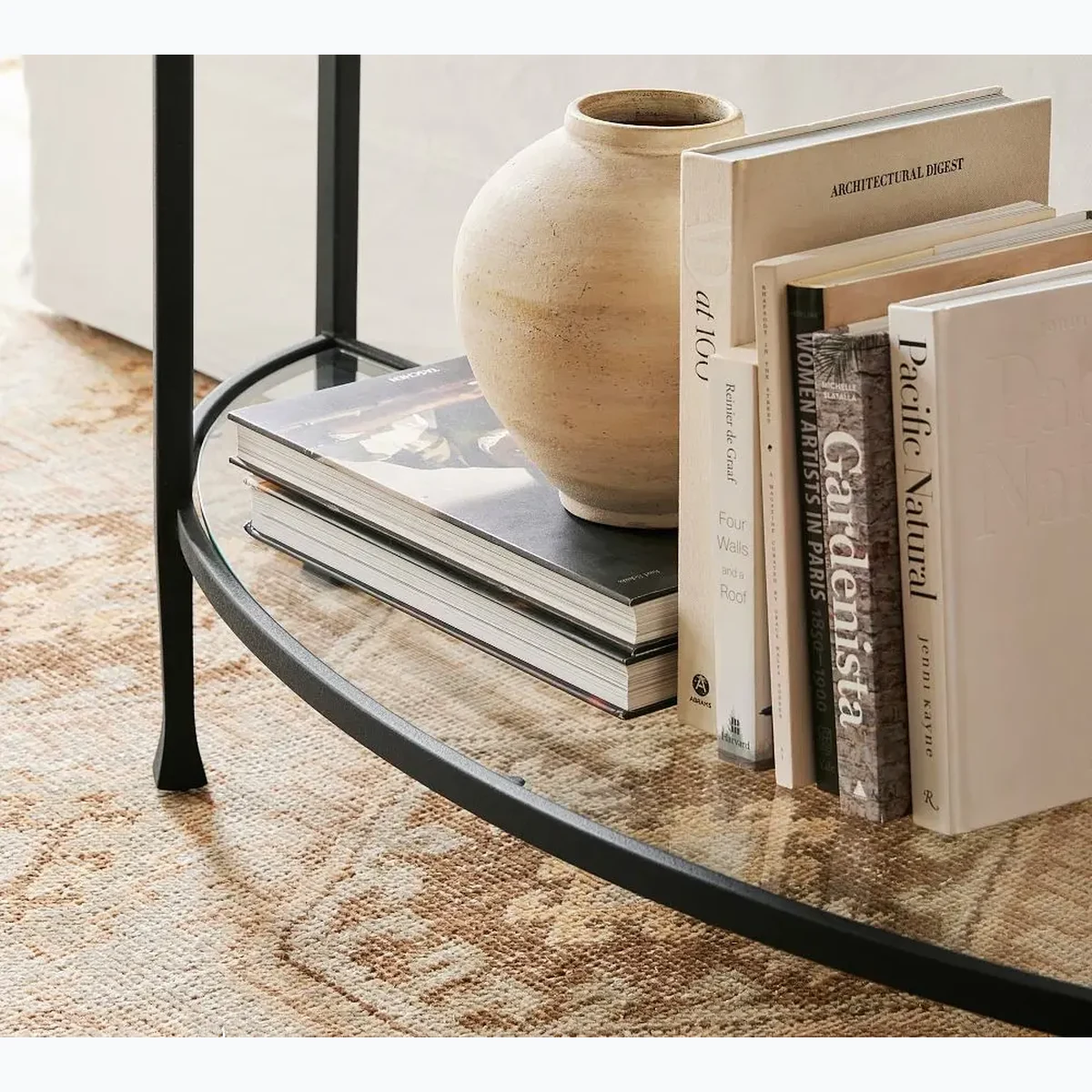 Modern Glass 2-Tier Console Accent Table