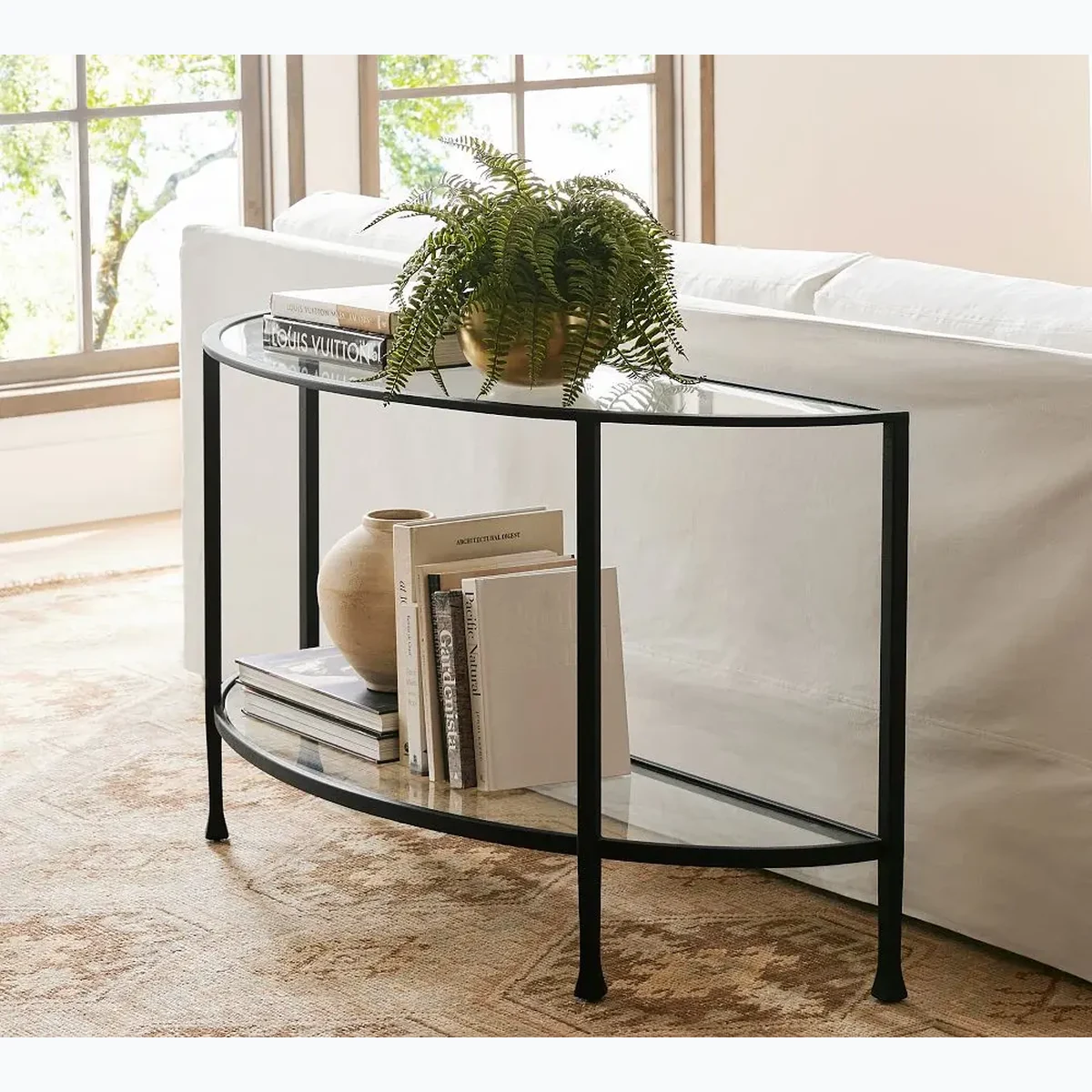 Modern Glass 2-Tier Console Accent Table