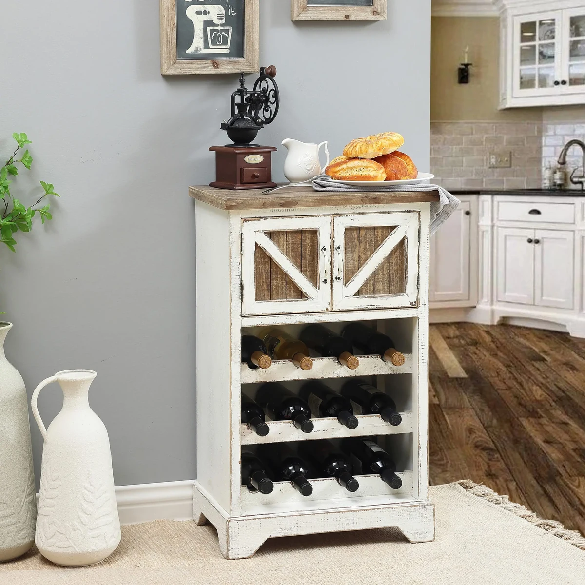 Classic Solid Wood Side Wine Rack