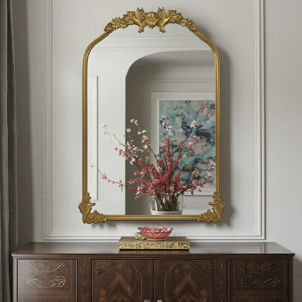Art Deco Metal Arch Wall Mirror
