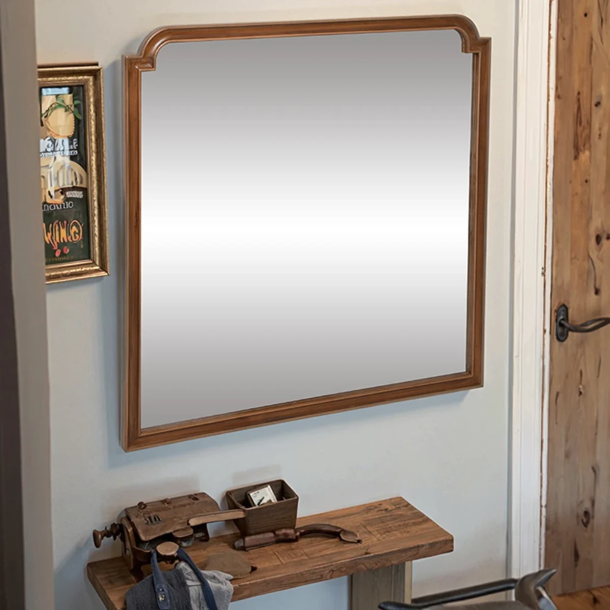 Rustic Solid Wood Wall Mirror