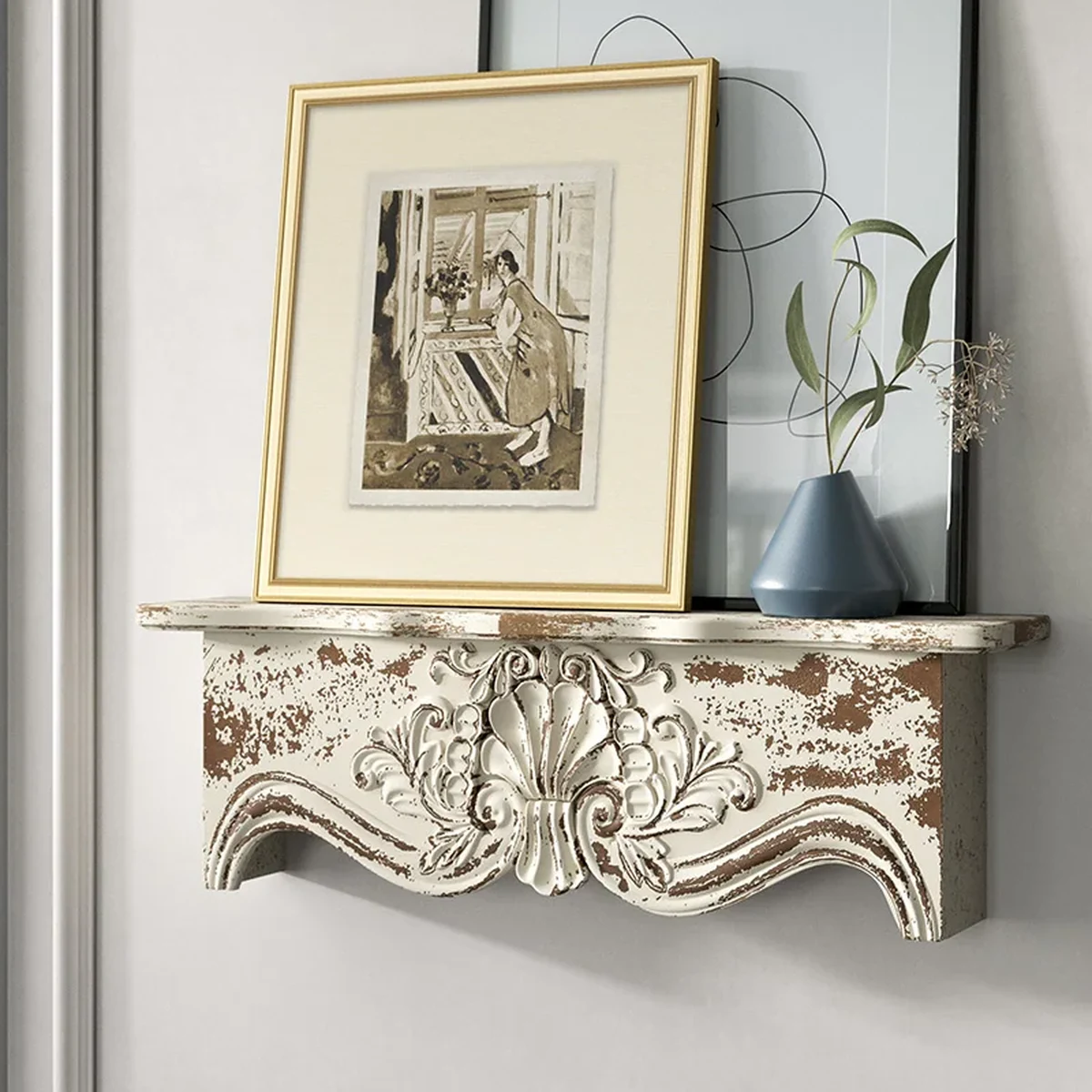 Vintage Solid Wood Floating Wall Shelf