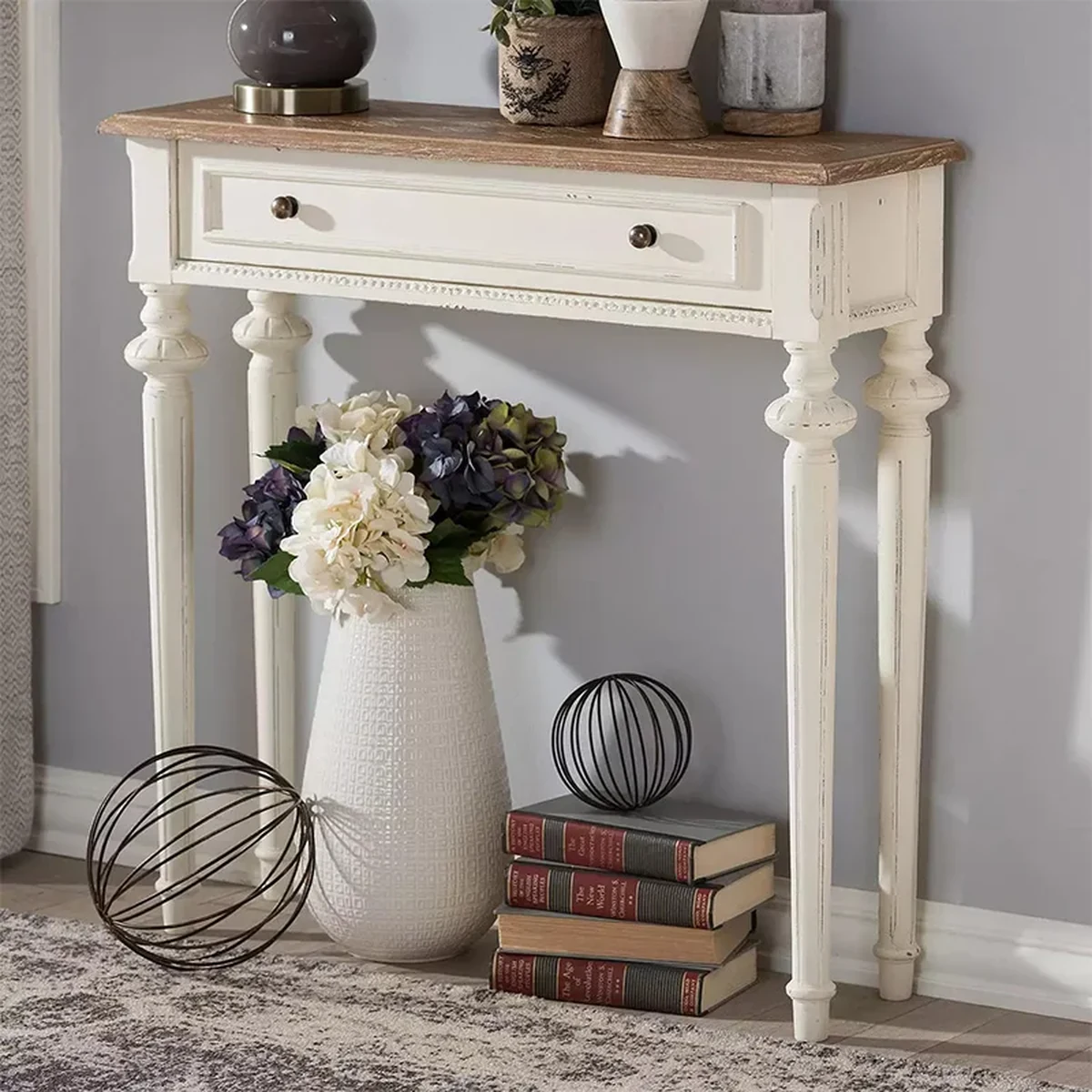 Farmhouse Solid Wood Console Accent Table