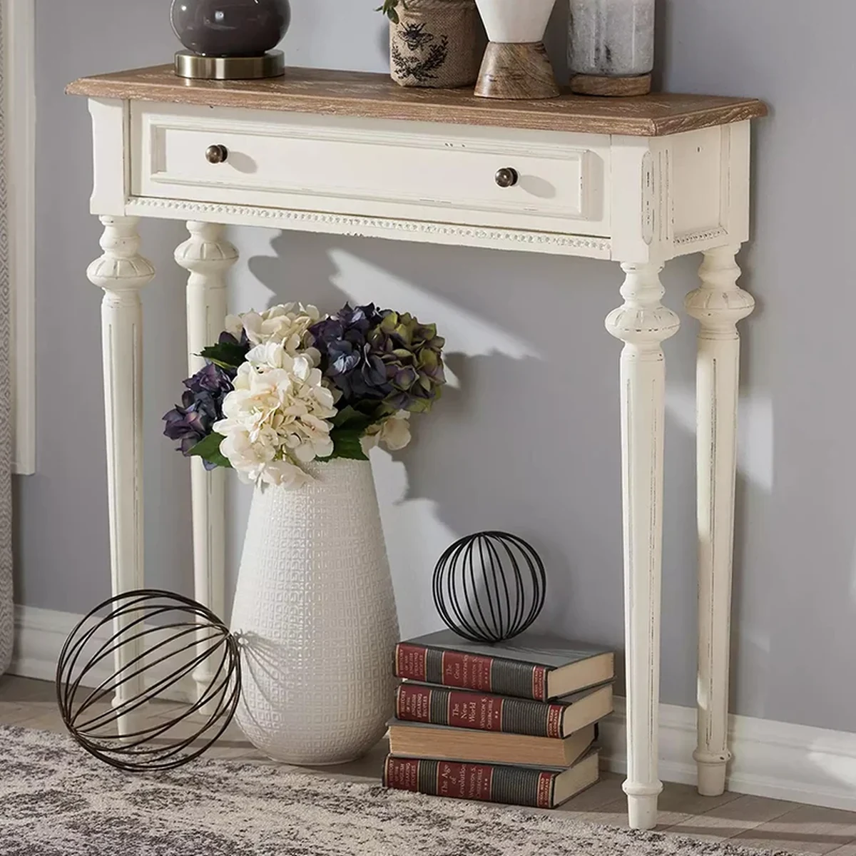 Farmhouse Solid Wood Console Accent Table