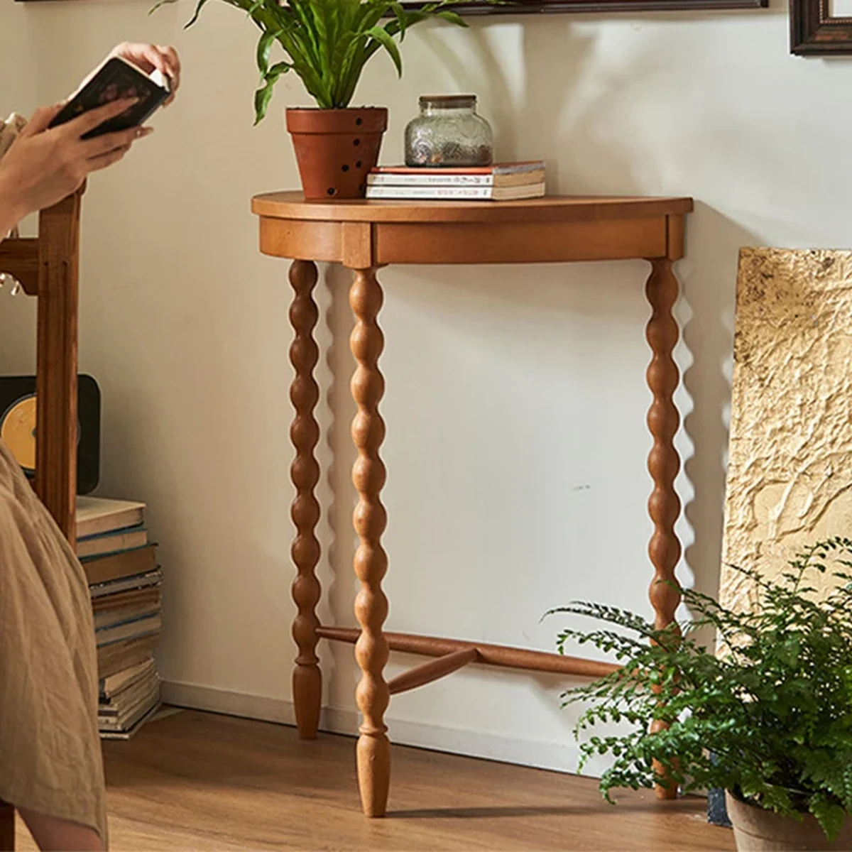 Retro Solid Wood Console Accent Table