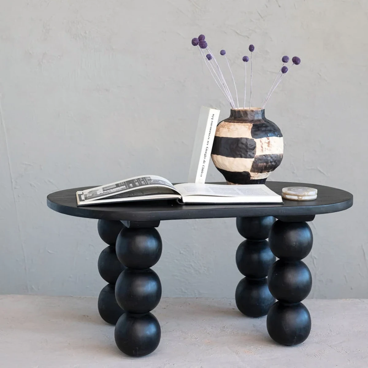 Modern Solid Wood Oval Coffee Accent Table