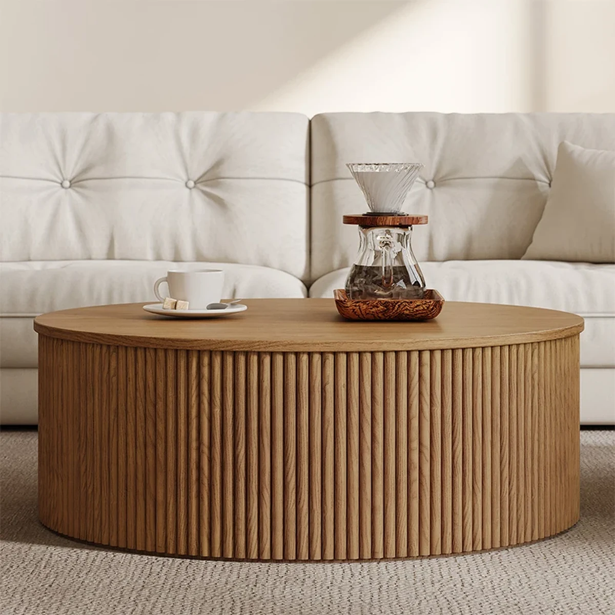 Farmhouse Solid Wood Round Coffee Accent Table