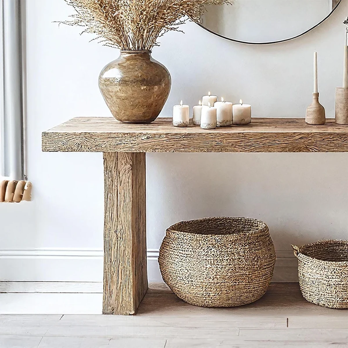Farmhouse Solid Wood Console Accent Table