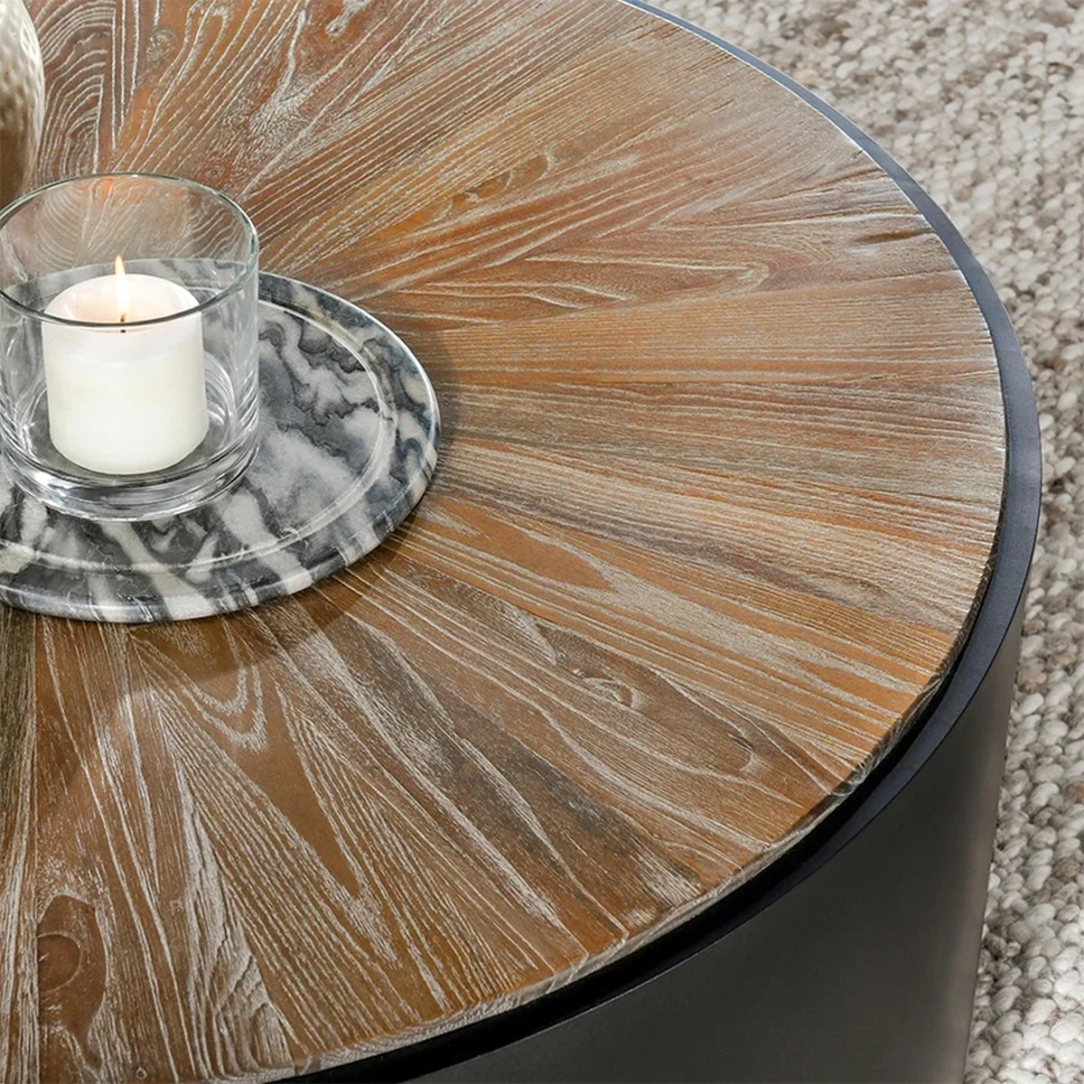 Farmhouse Solid Wood Round Coffee Accent Table