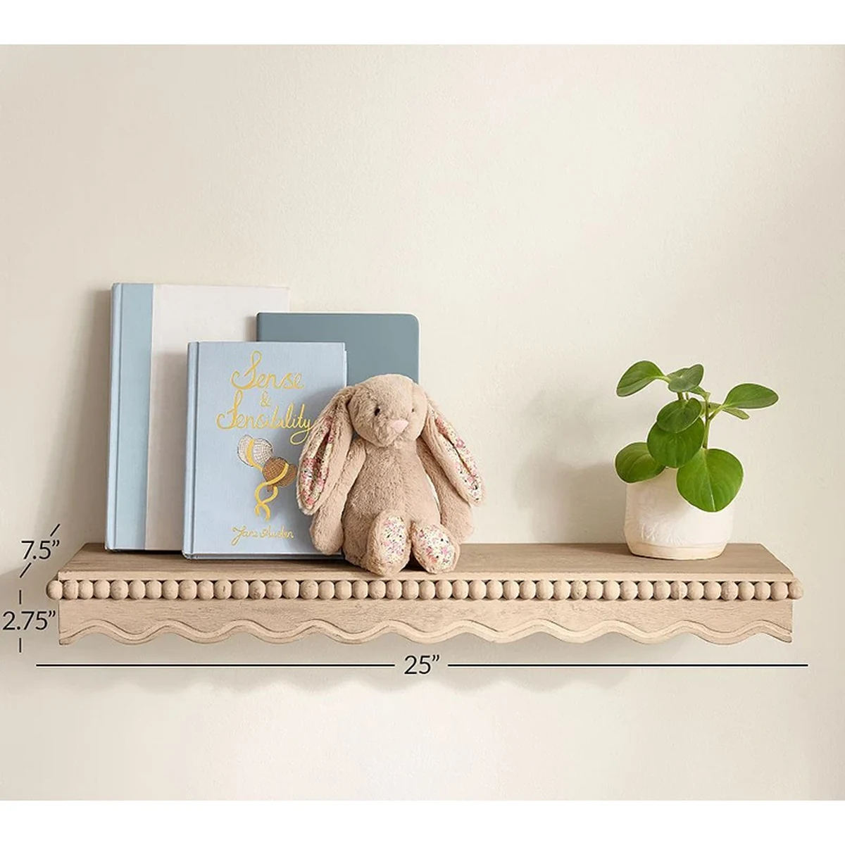Farmhouse Solid Wood Floating Floating Wall Shelf