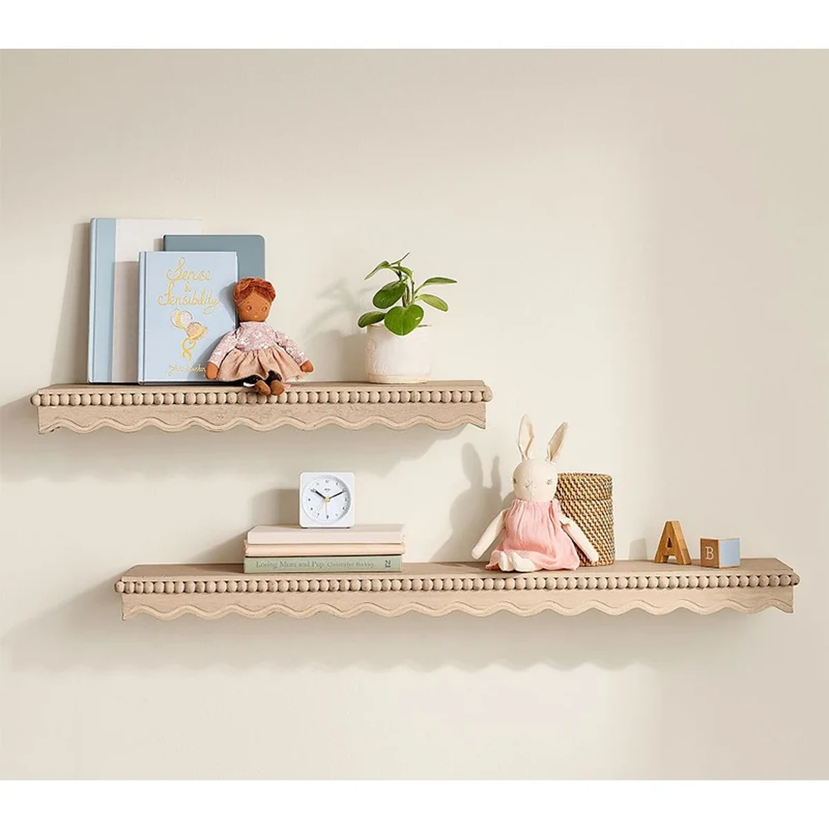 Farmhouse Solid Wood Floating Floating Wall Shelf