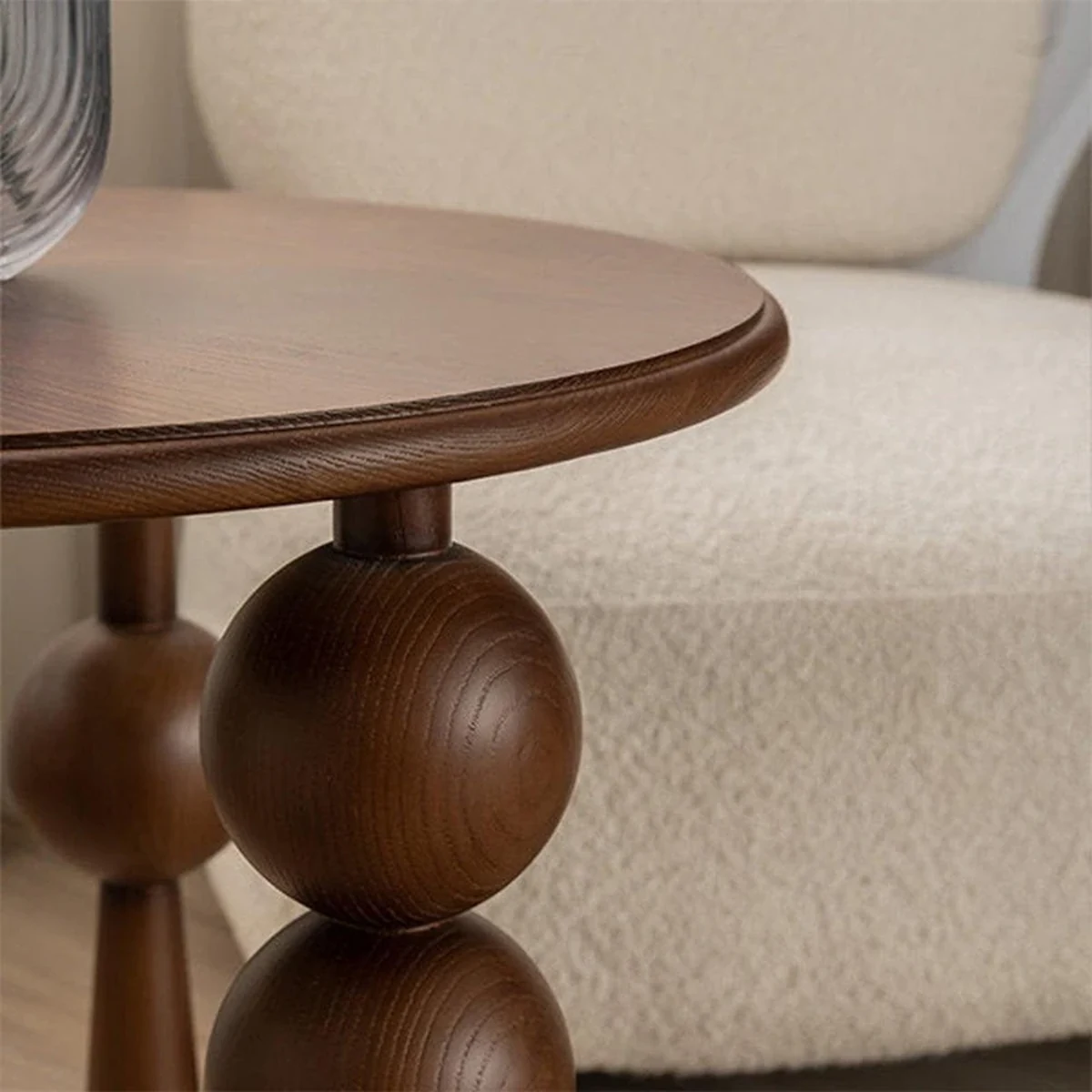 Modern Solid Wood Round Coffee Accent Table