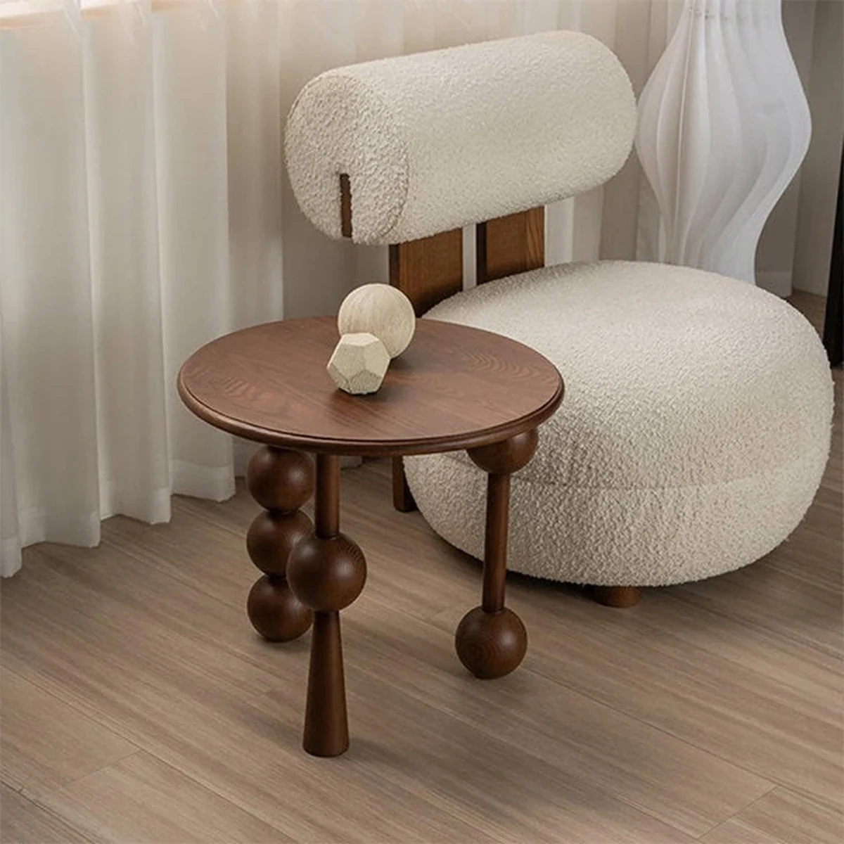 Modern Solid Wood Round Coffee Accent Table
