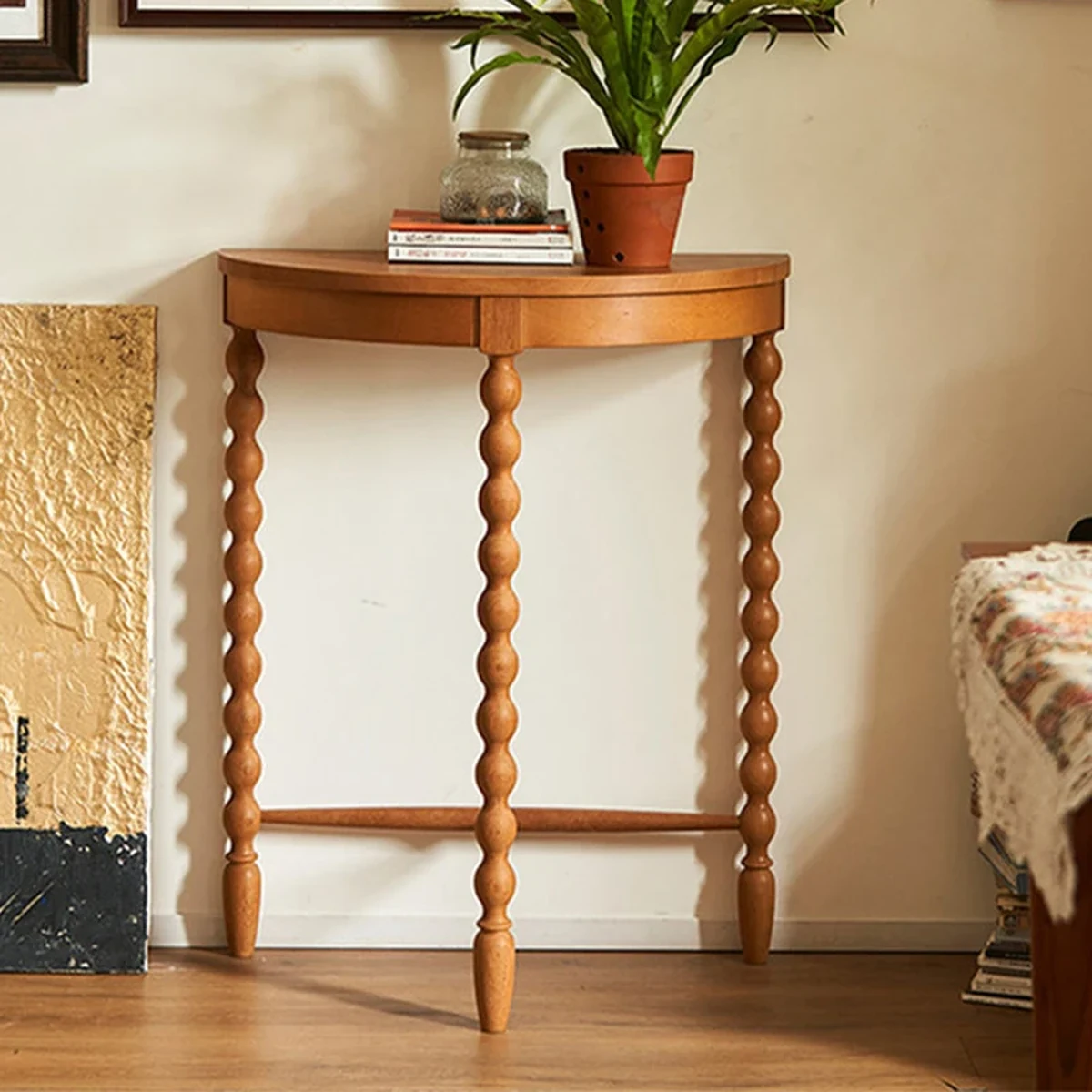 Antique Solid Wood Console Side Accent Table