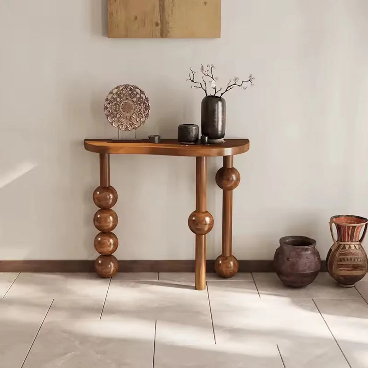 Antique Solid Wood Console Side Accent Table