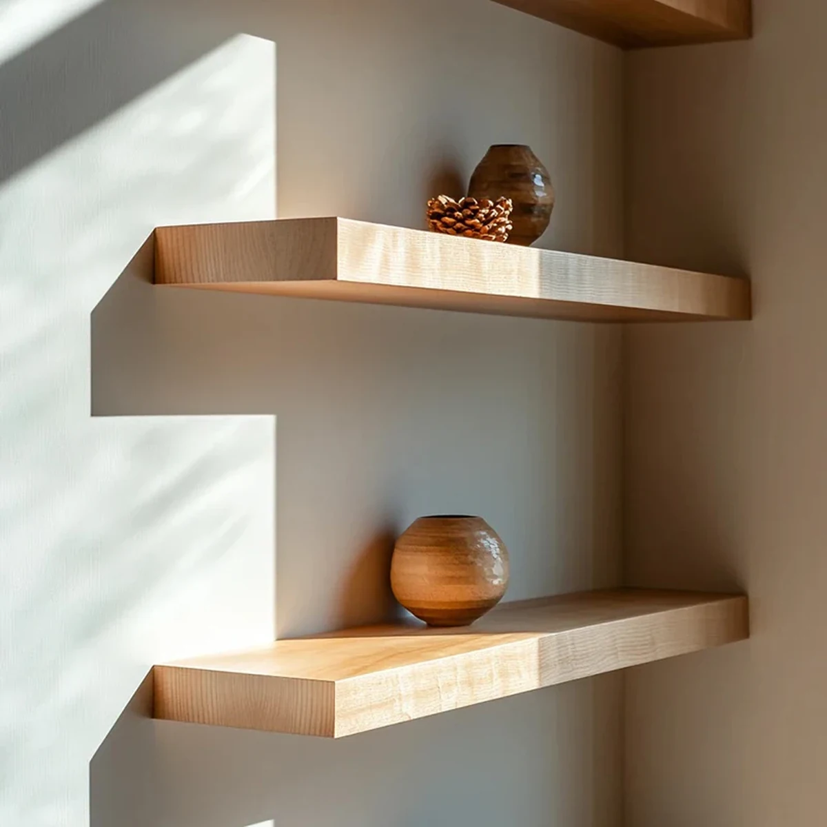 Farmhouse Solid Wood Floating Floating Wall Shelf