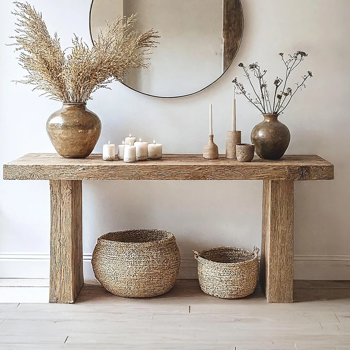 Farmhouse Solid Wood Console Side Accent Table