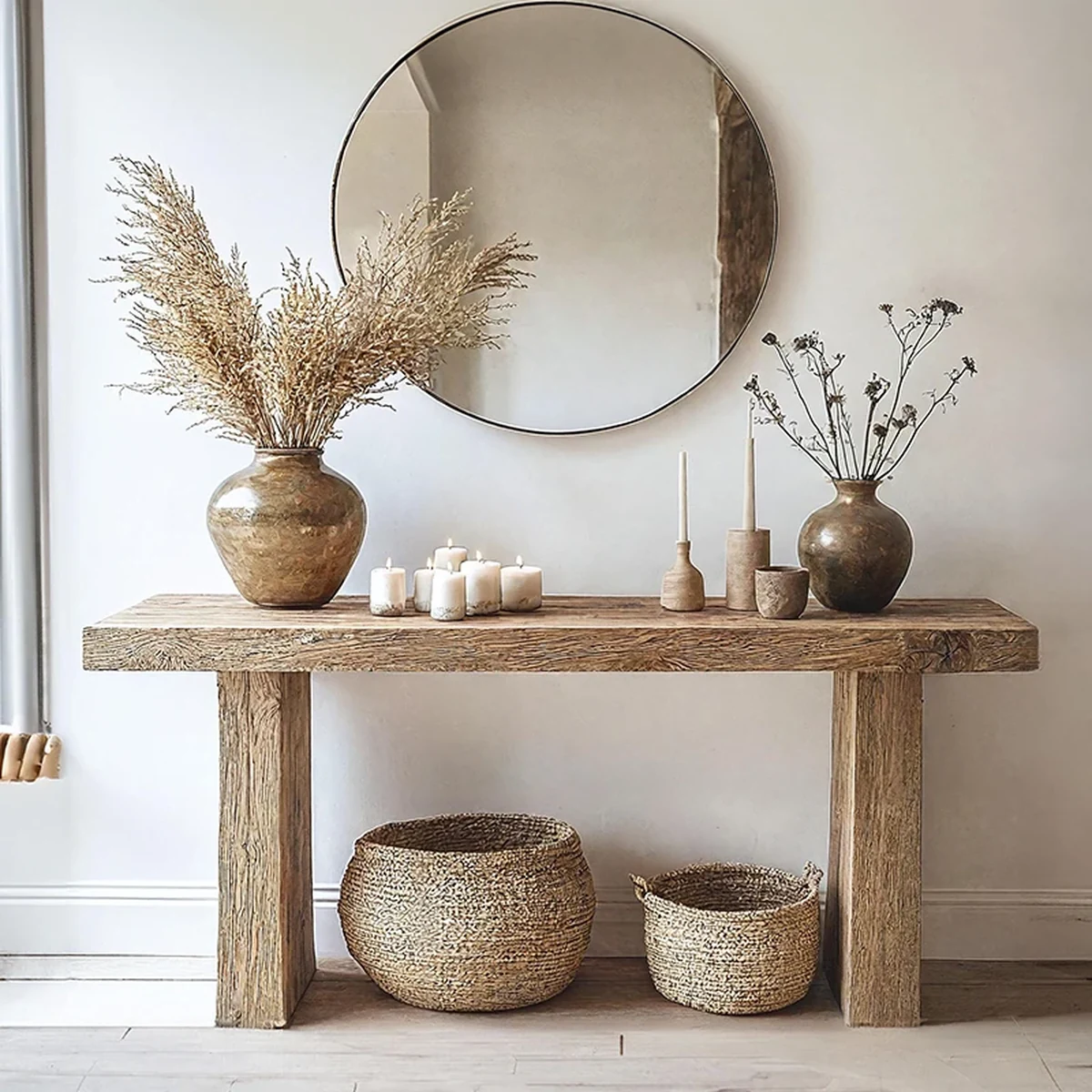 Farmhouse Solid Wood Console Side Accent Table