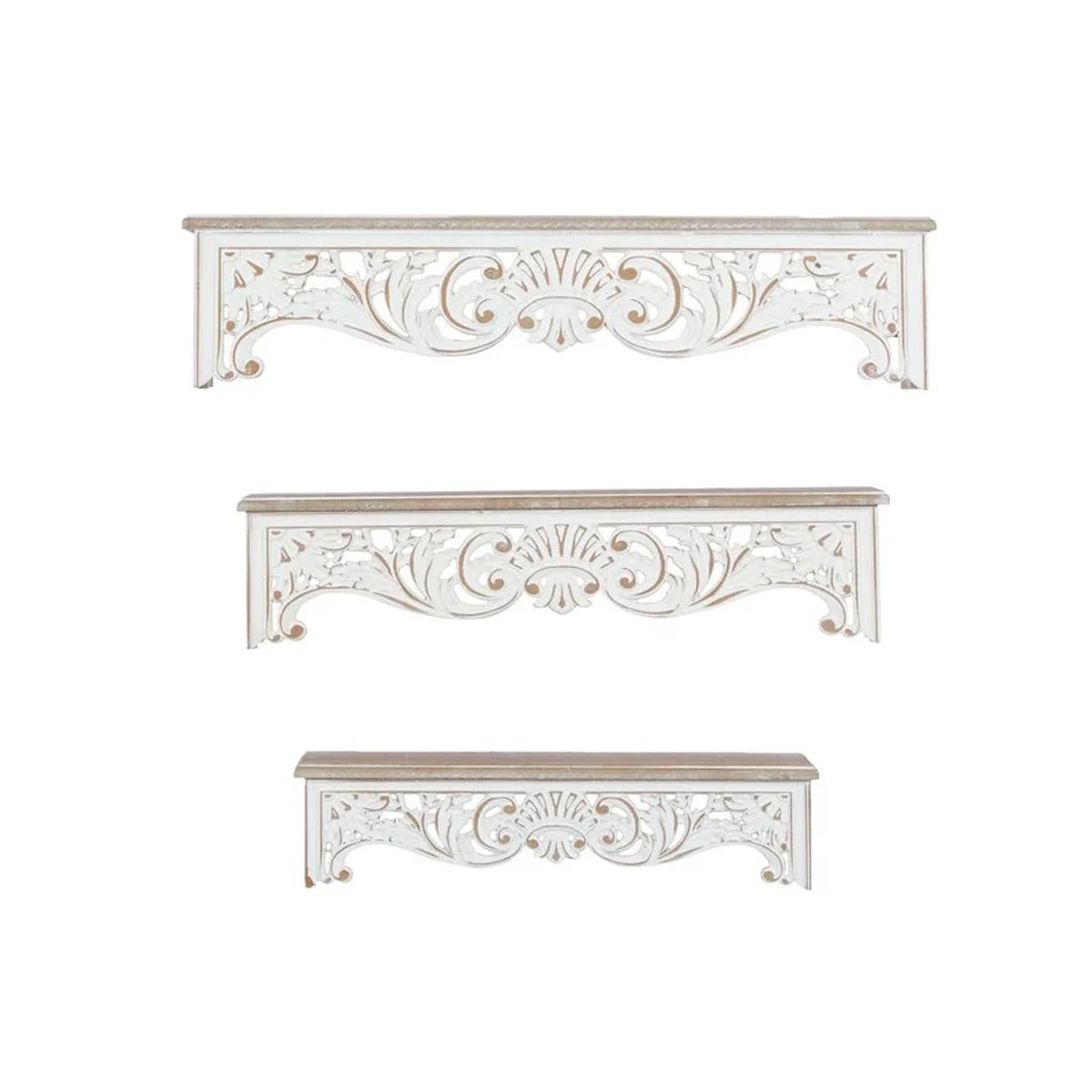 Retro Solid Wood Carved Floating Wall Shelf
