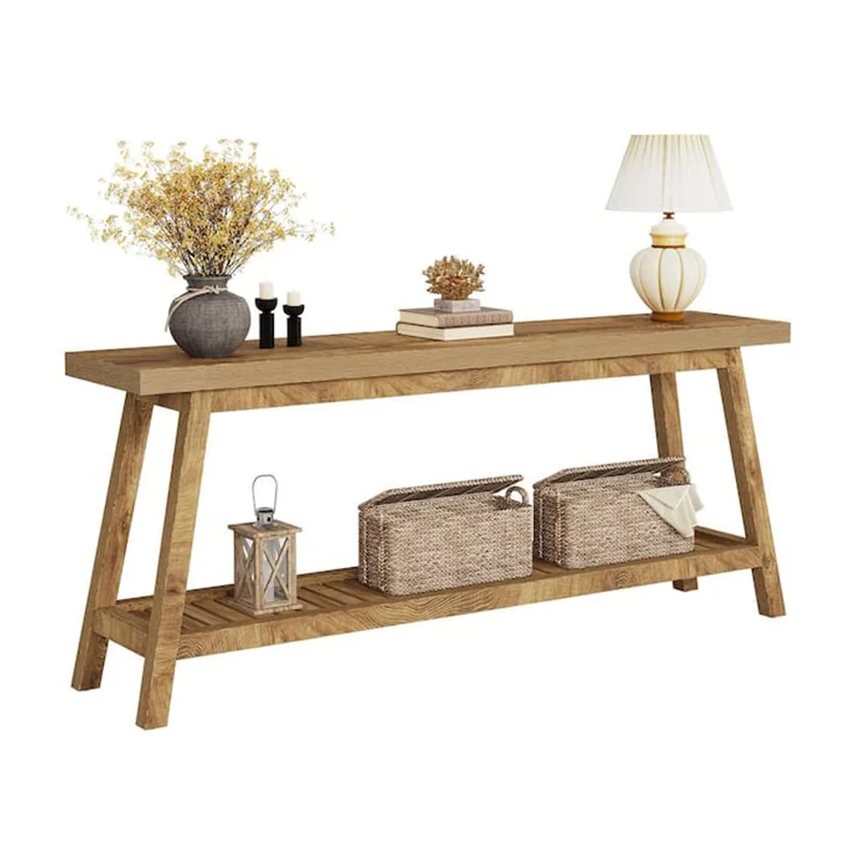 Farmhouse Solid Wood Console Side Accent Table
