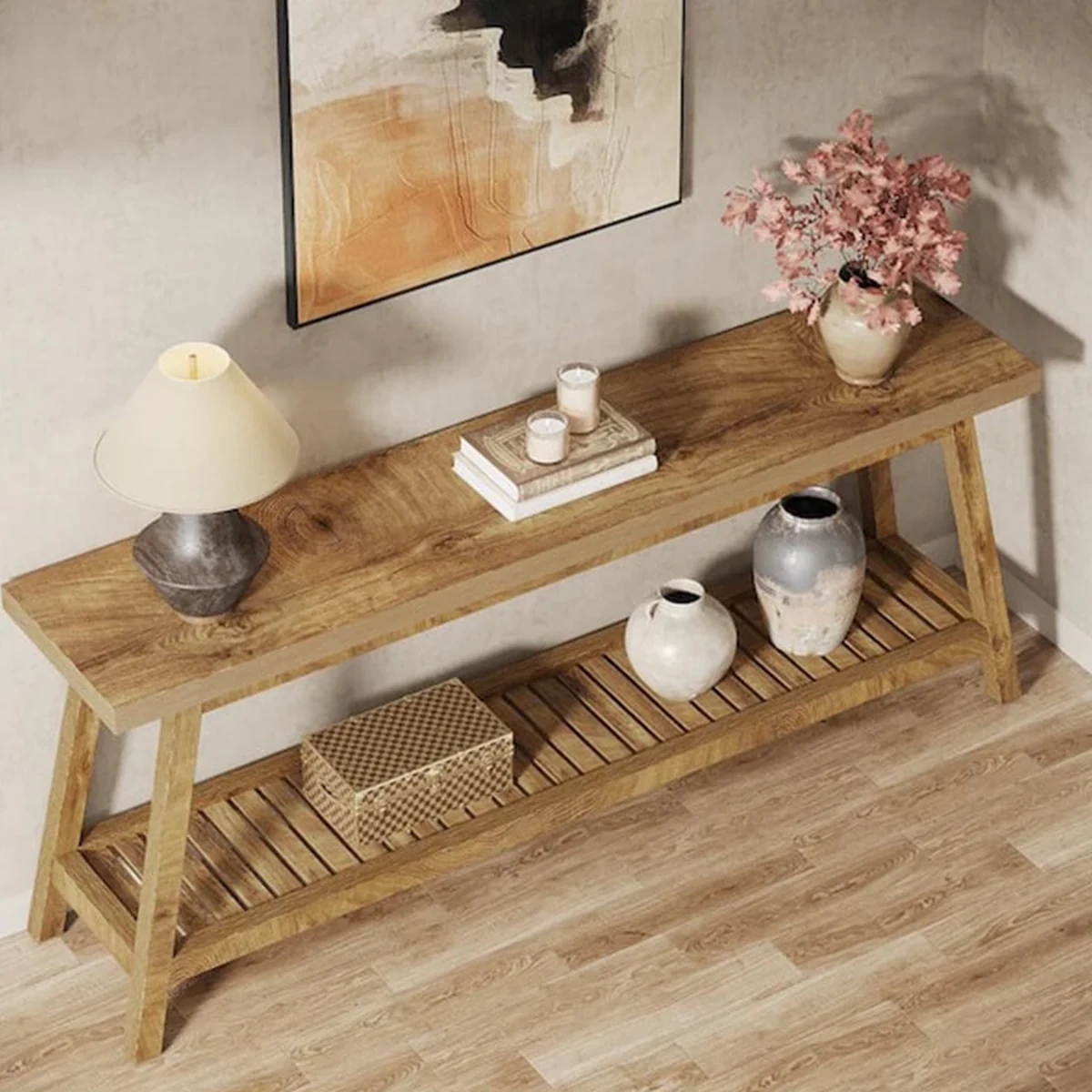 Farmhouse Solid Wood Console Side Accent Table