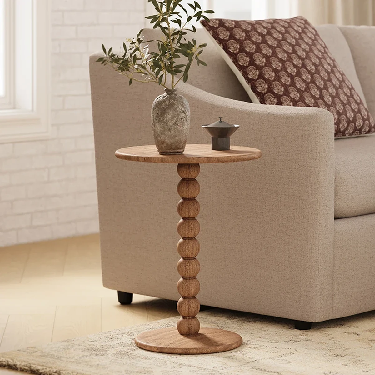 Vintage Solid Wood Round Coffee Accent Table