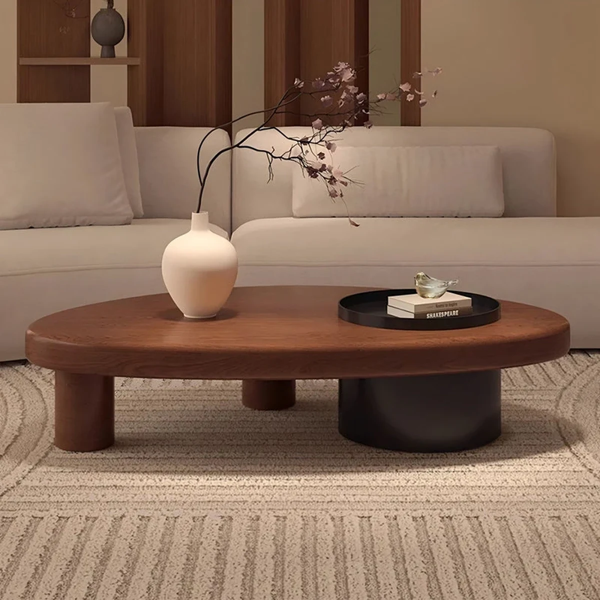 Farmhouse Solid Wood Irregular Coffee Accent Table