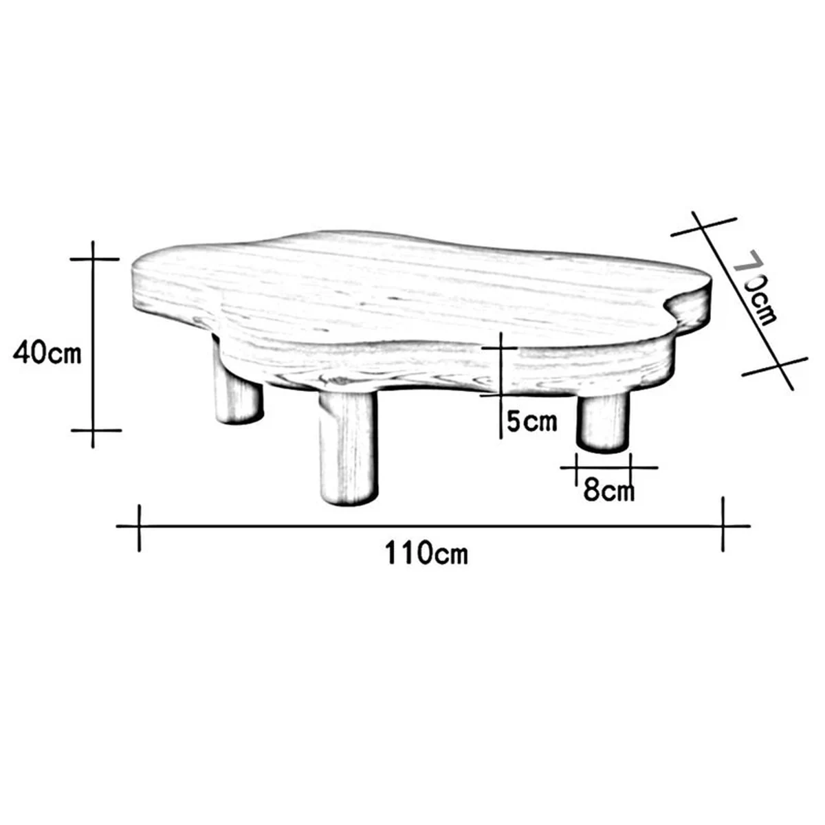 Farmhouse Solid Wood Irregular Coffee Accent Table