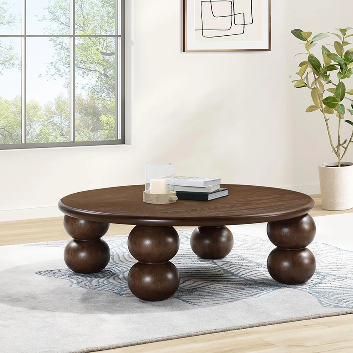 Vintage Solid Wood Round Coffee Accent Table