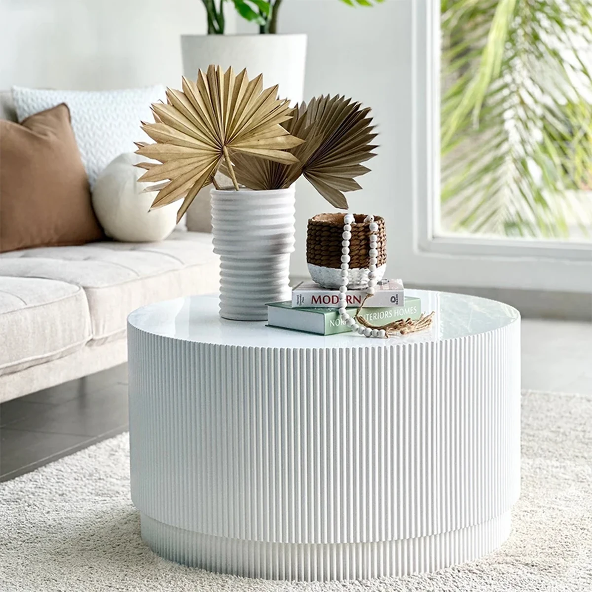 Luxury Solid Wood Round Coffee Accent Table