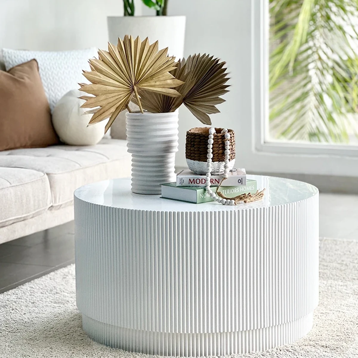 Luxury Solid Wood Round Coffee Accent Table