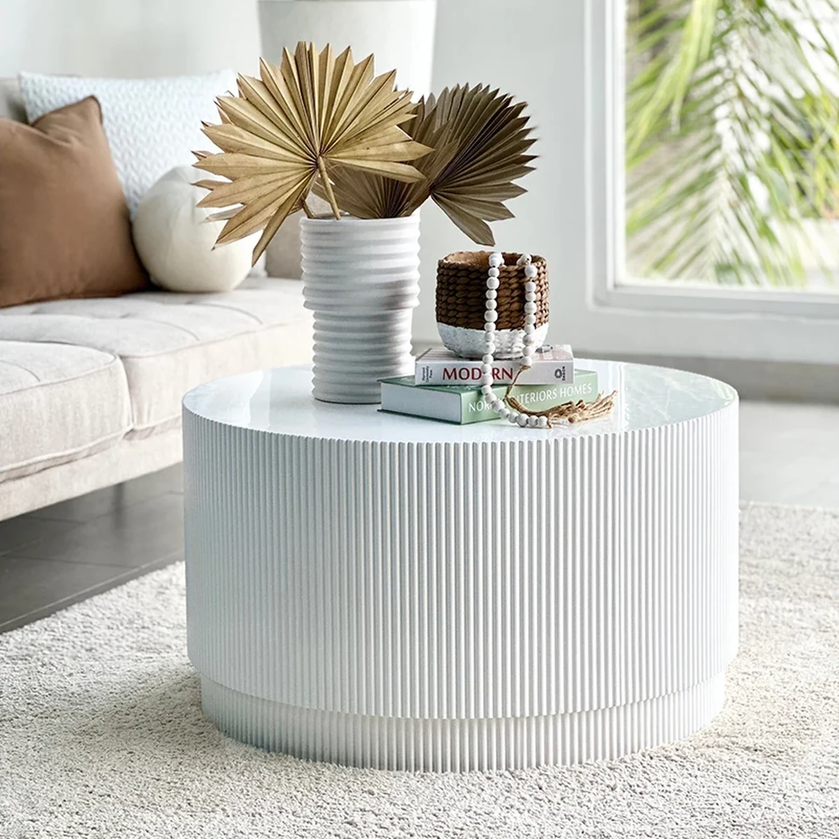 Luxury Solid Wood Round Coffee Accent Table