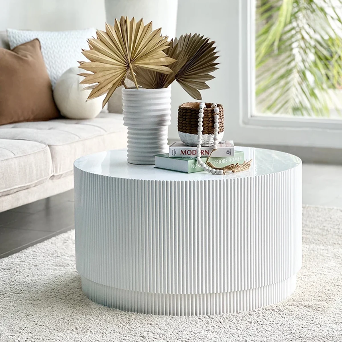 Luxury Solid Wood Round Coffee Accent Table