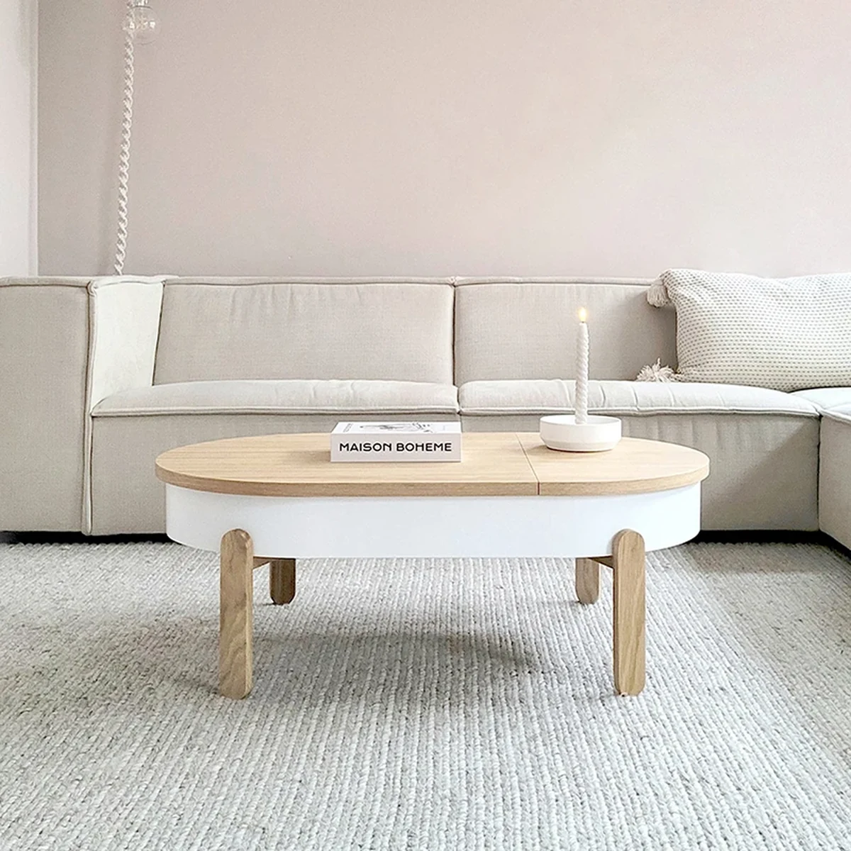 Classic Solid Wood Oval Coffee Accent Table