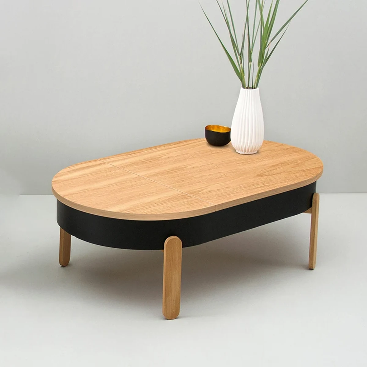 Classic Solid Wood Oval Coffee Accent Table