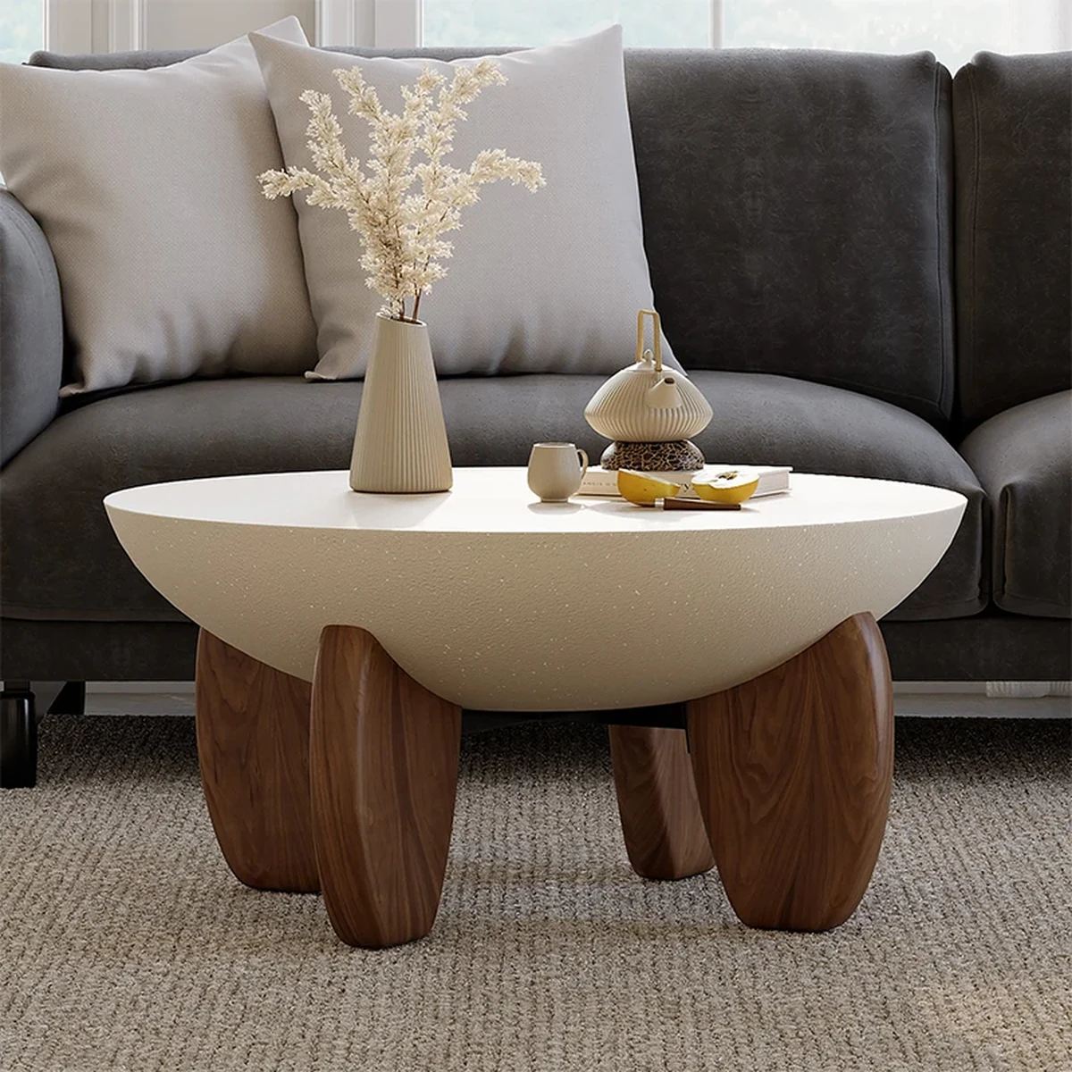 Modern Solid Wood Round Side Accent Table