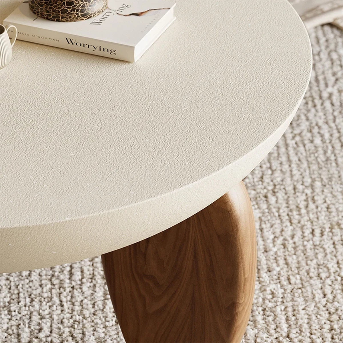 Modern Solid Wood Round Side Accent Table
