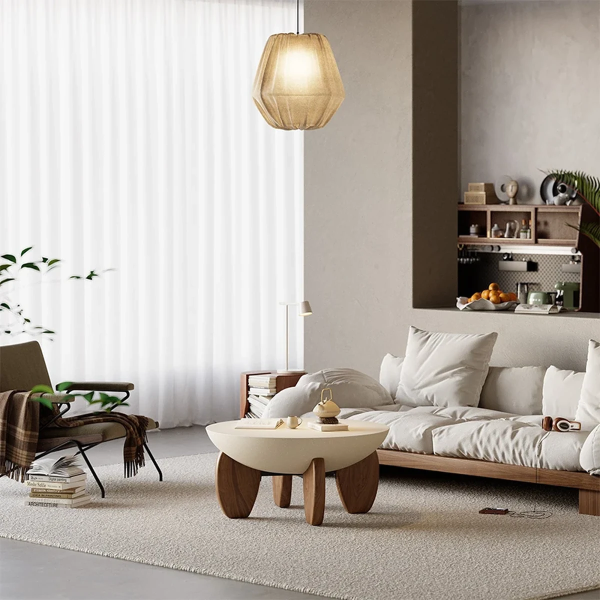 Modern Solid Wood Round Side Accent Table