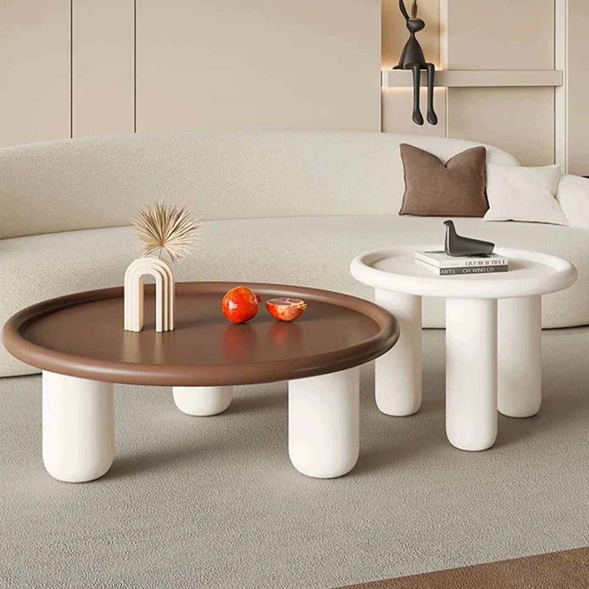 Nordic Solid Wood Round Coffee Accent Table
