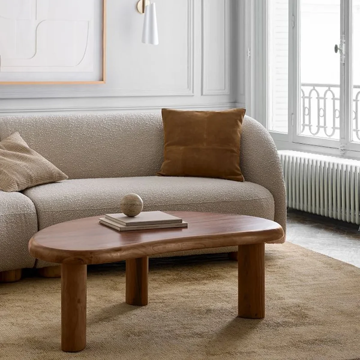 Modern Solid Wood Irregular Coffee Accent Table