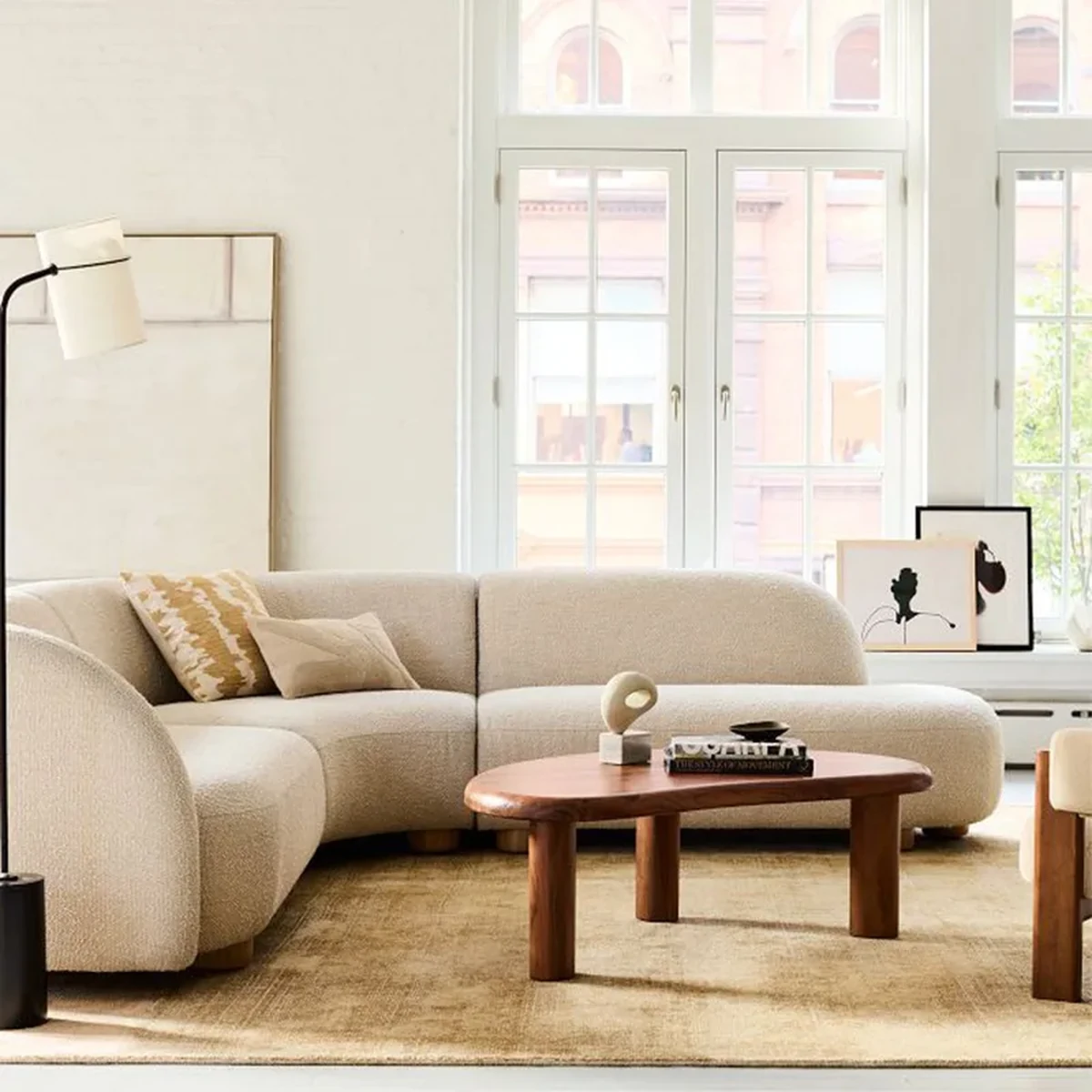 Modern Solid Wood Irregular Coffee Accent Table