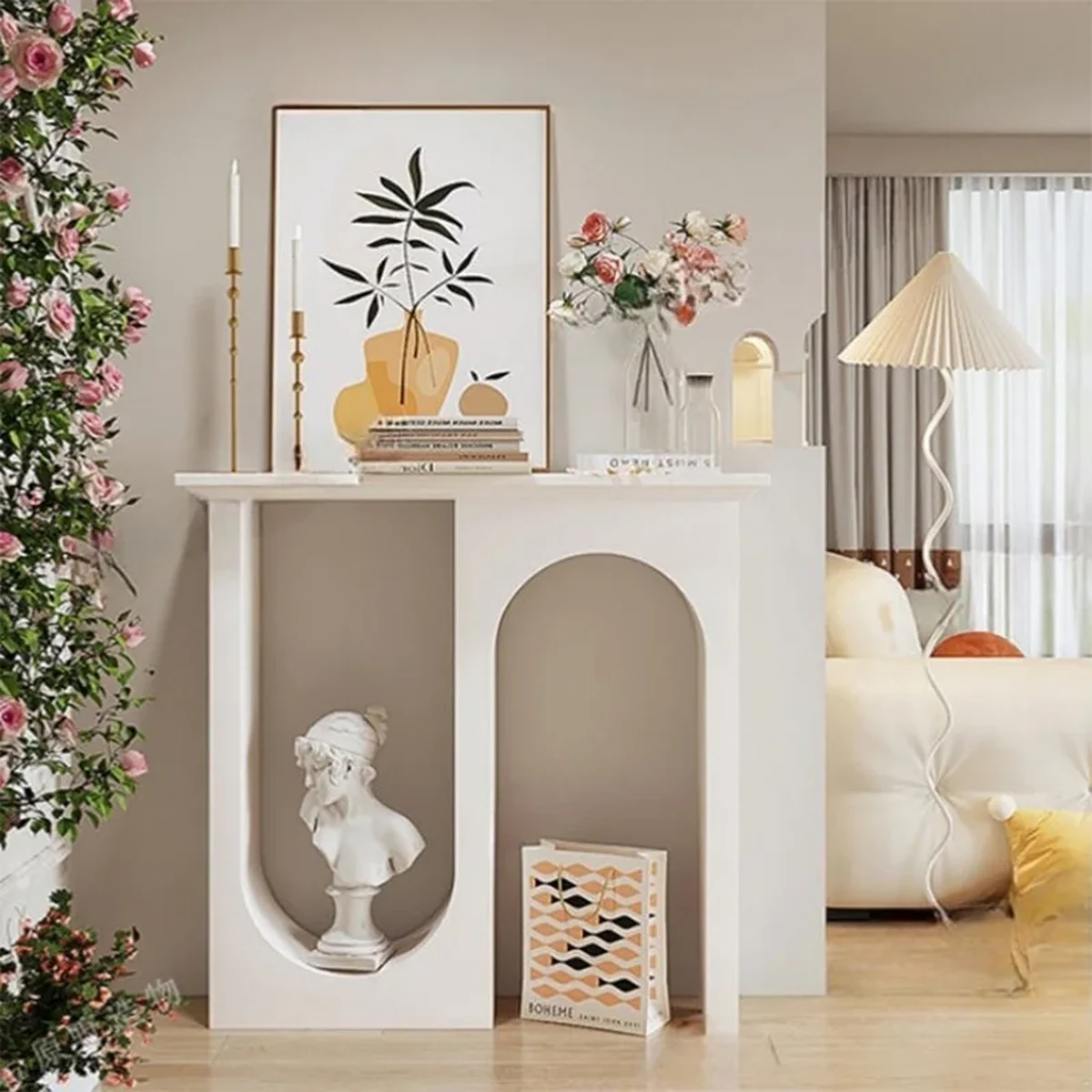 Modern Solid Wood Console Side Accent Table