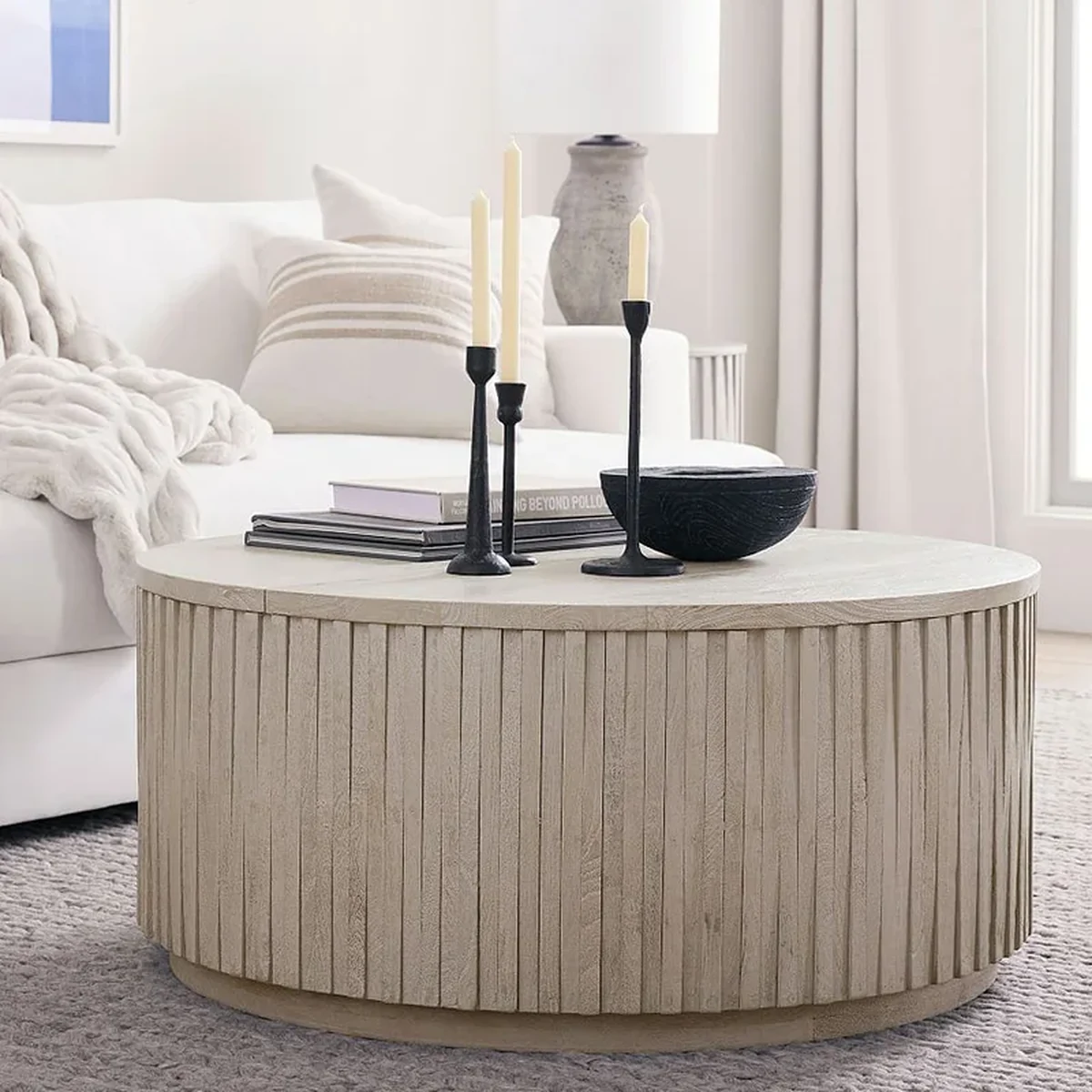 Modern Solid Wood Round Coffee Accent Table